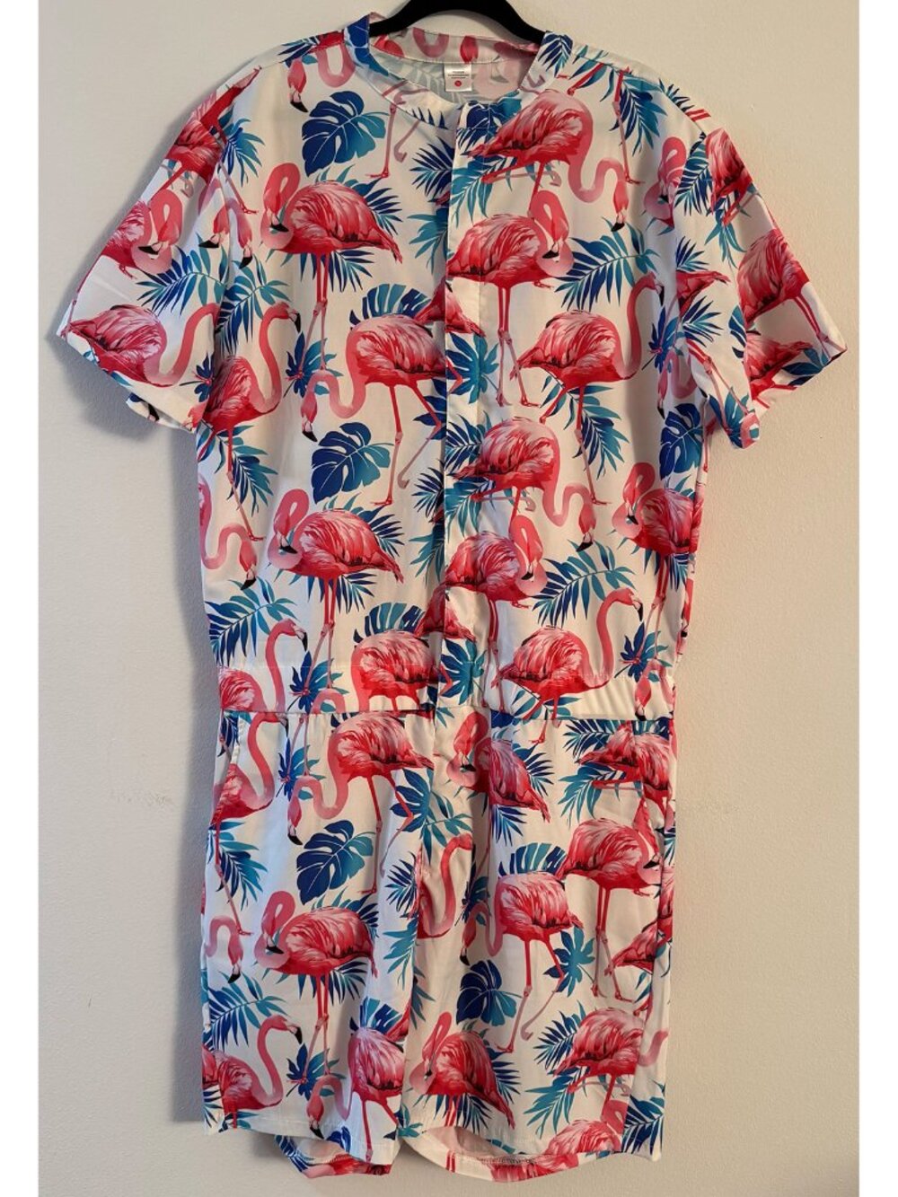 Flamingo Tropical Print Romper Onesie Pajama Jumpsuit 2XL
